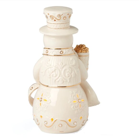 NEW Porcelain Lenox Florentine & Pearl Lite-Up SNOWMAN 24KT Gold Accents w/timer - Picture 3 of 3